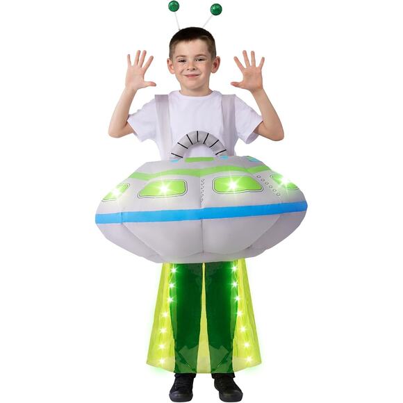 Inflatable Costume Spooktacular Creations Light-Up Spaceship Kids size 7-10 Yrs - Picture 1 of 5